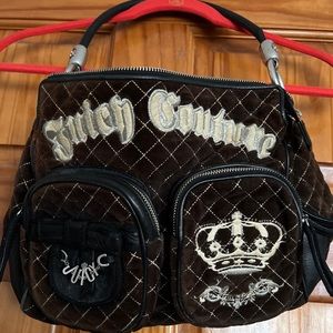 JUICY COUTURE BROWN GENUINE QUILTED VELOUR PURSE VINTAGE Y2K.
